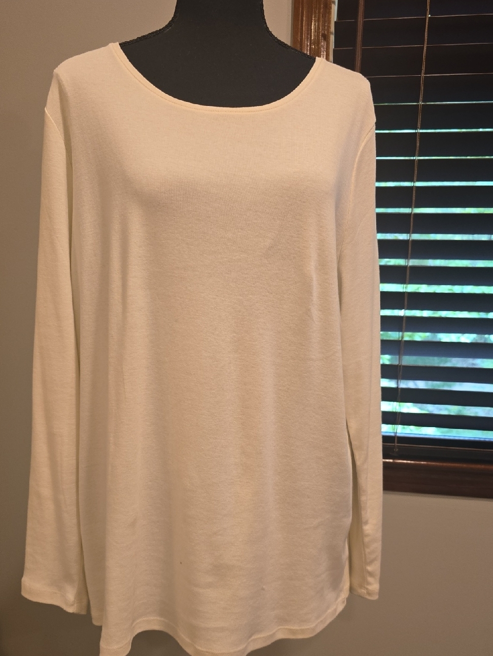 Talbots Long-Sleeve Scoop Neck Top - Cream